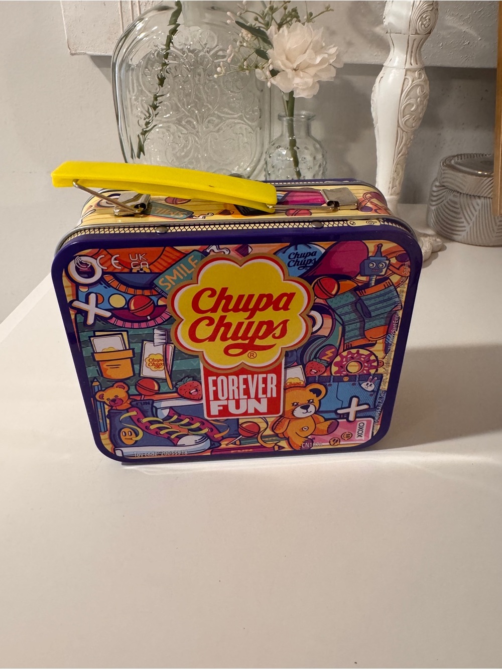 Kids mini Tin Lunchbox – Yellow Handle with Purple Trim